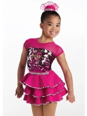 Weissman Candy Hearts Pink Silver Sequin Dance Costume Dress SC Competition